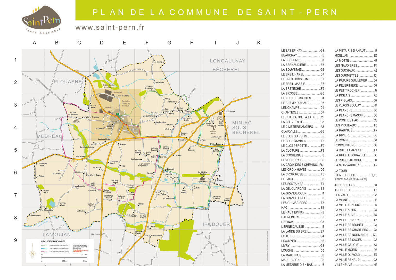 Plan de la commune Saint Pern