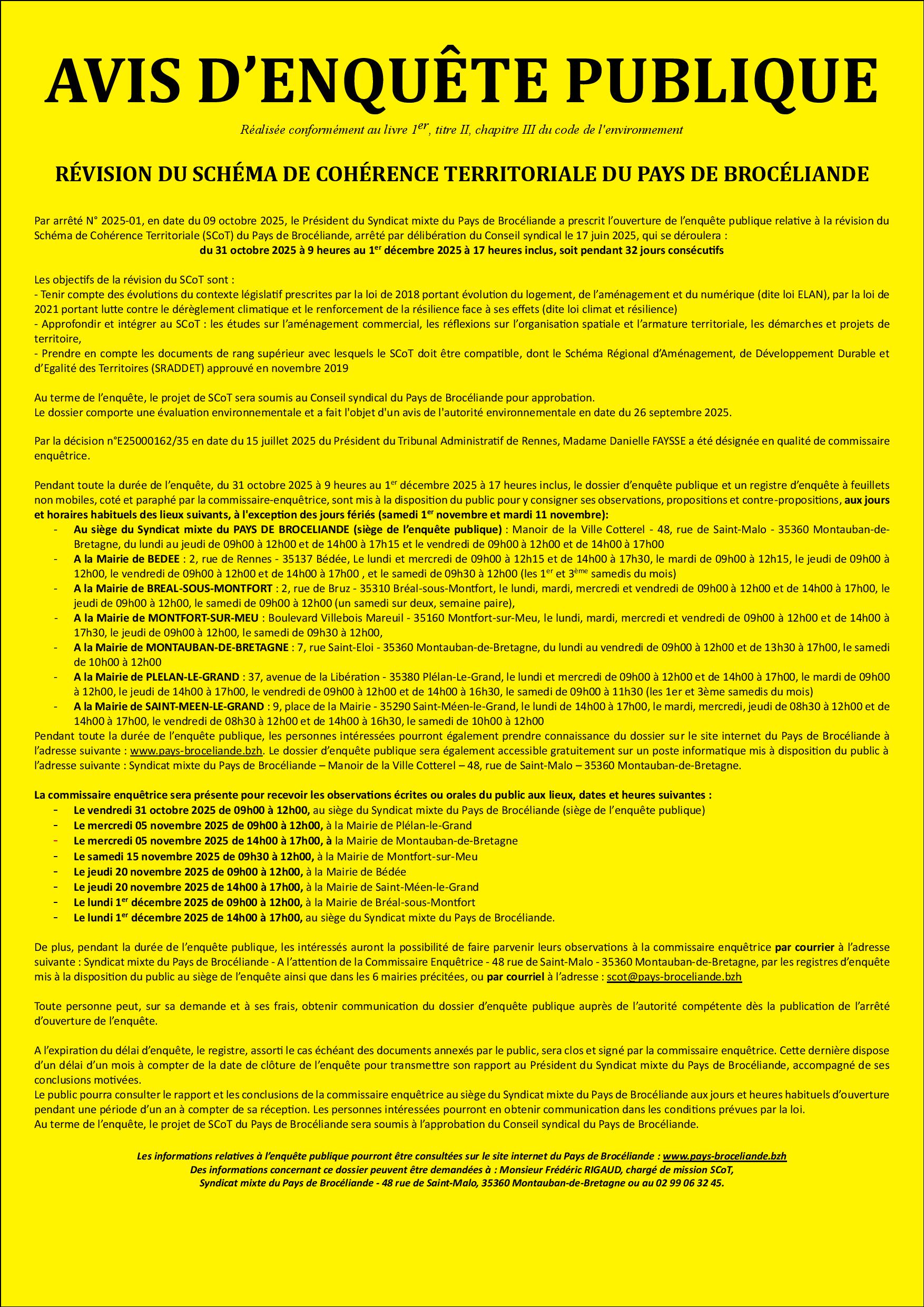 AVIS D’ENQUÊTE PUBLIQUE