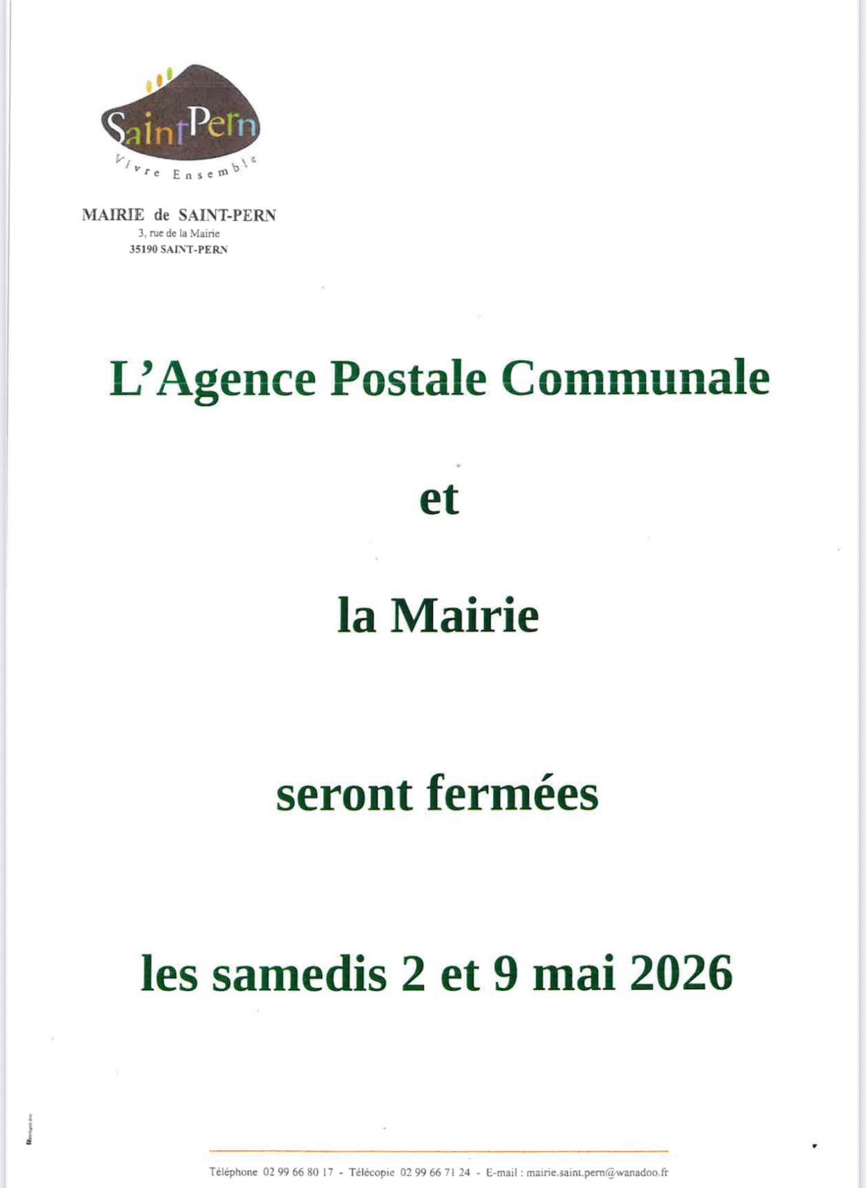 FERMETURE EXCEPTIONNELLE